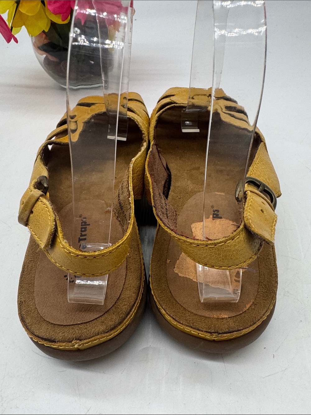 BareTraps Women's Mustard Yellow Leather Slingback Sandals Sz 11 - Picture 3 of 7